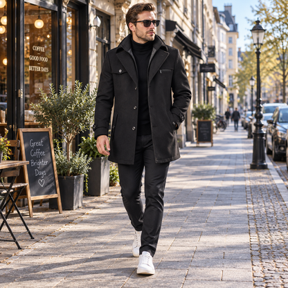 Vinterjacka herr, vattentät — business med revers och dragkedja