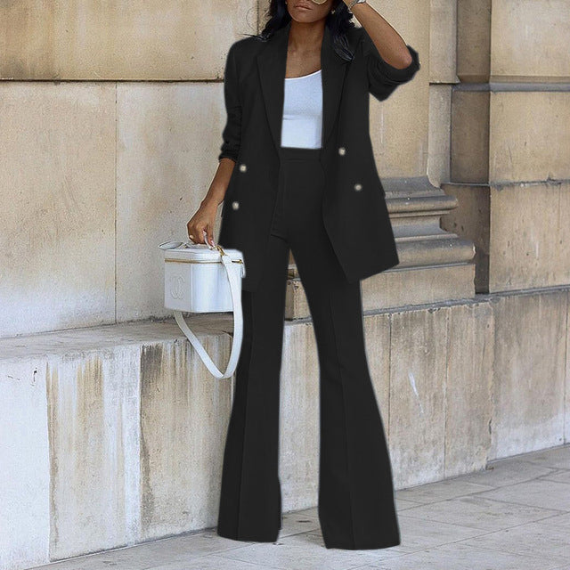Blazerset dam, tvådelat — elegant kostymset med blazer och byxa