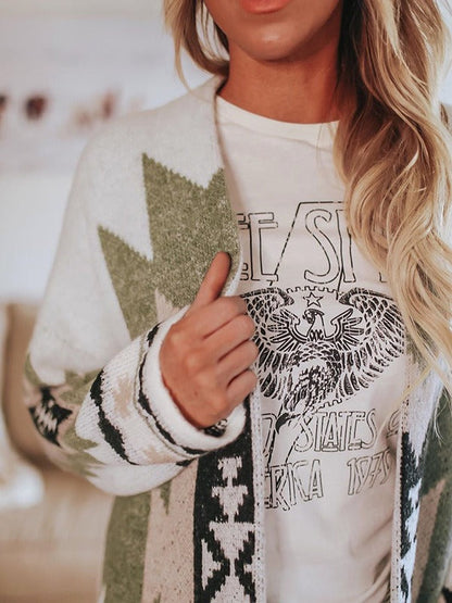Stickad kofta dam, trendig — mjuk cardigan i akryl