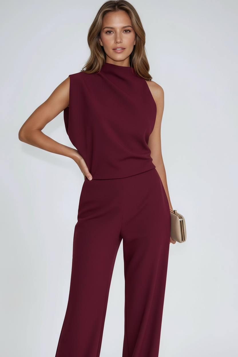 Jumpsuit dam, one-shoulder — elegant byxdräkt med vida ben