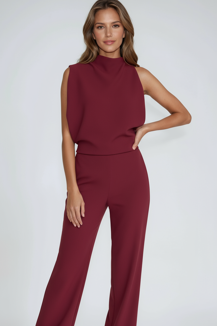 Jumpsuit dam, one-shoulder — elegant byxdräkt med vida ben
