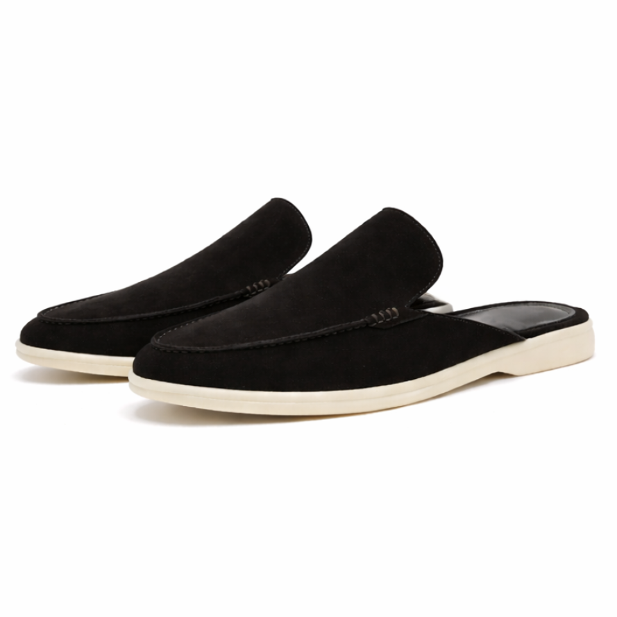 Loafers herr, backless — slip-on i mockaimitation med låg såla