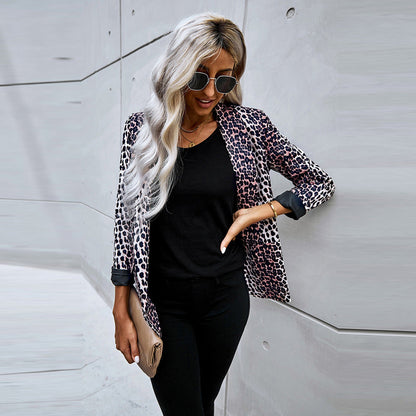Blazer dam med leopardmönster — oversized kavaj