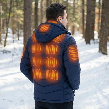 Uppvärmd jacka unisex — puffer med värmezoner och batteri