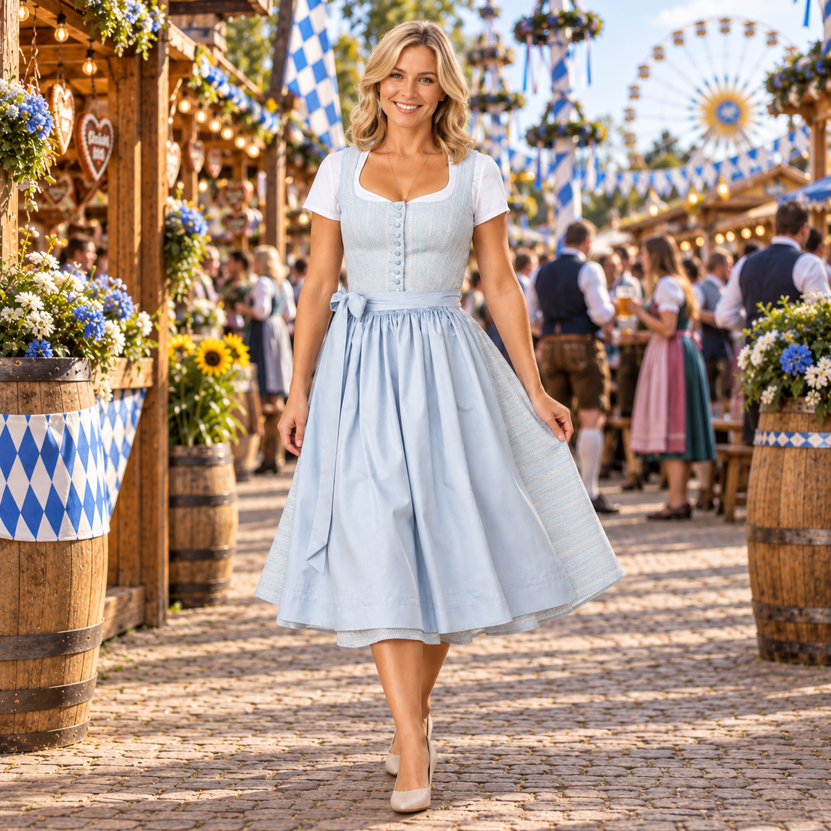 Dirndl dam med rosett — klassisk Oktoberfest-klänning