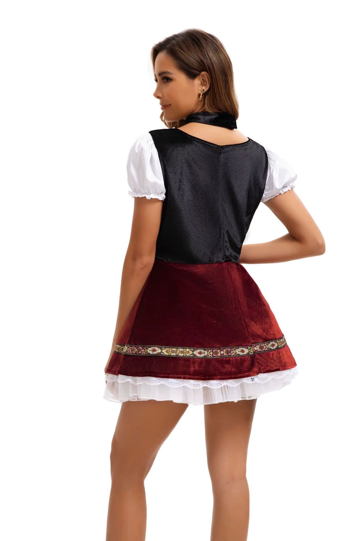Dirndl dam med snörliv och puffärmar — Oktoberfest-klänning