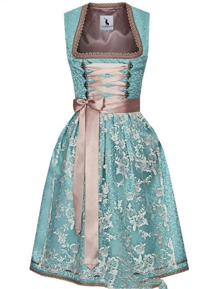 Dirndl dam med spetsliv — traditionell klänning med snörning