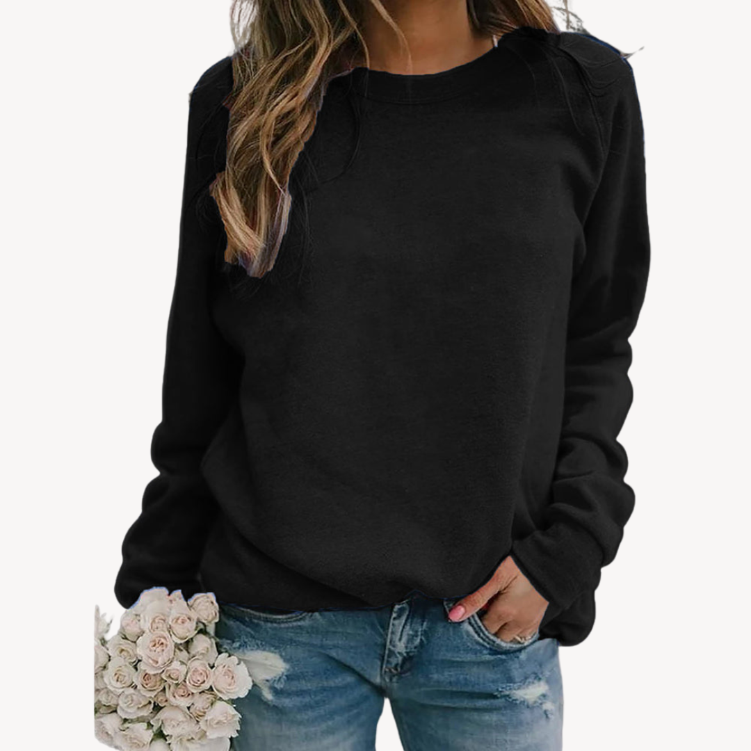 Sweatshirt dam, rund hals — relaxed passform i bomullsmix