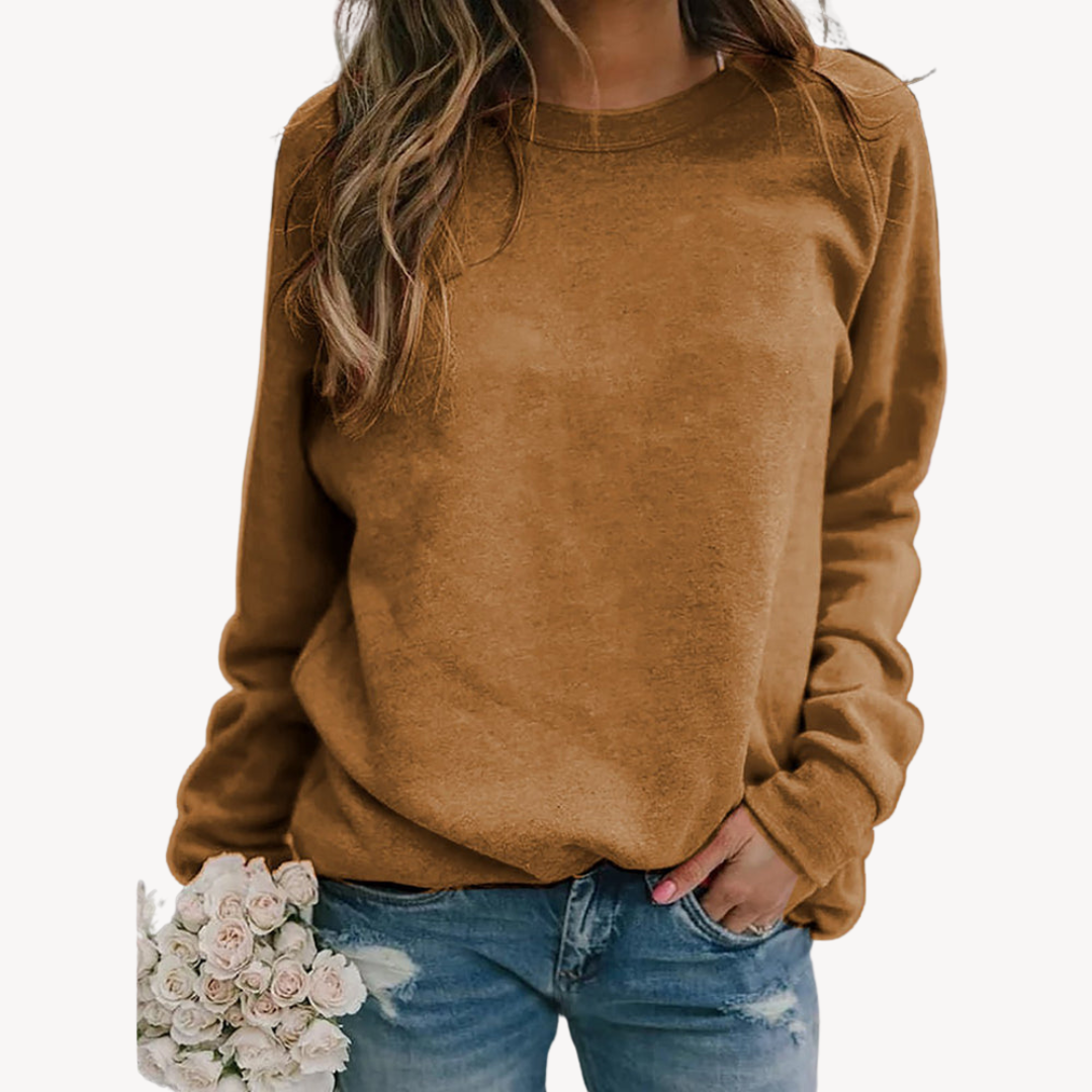 Sweatshirt dam, rund hals — relaxed passform i bomullsmix