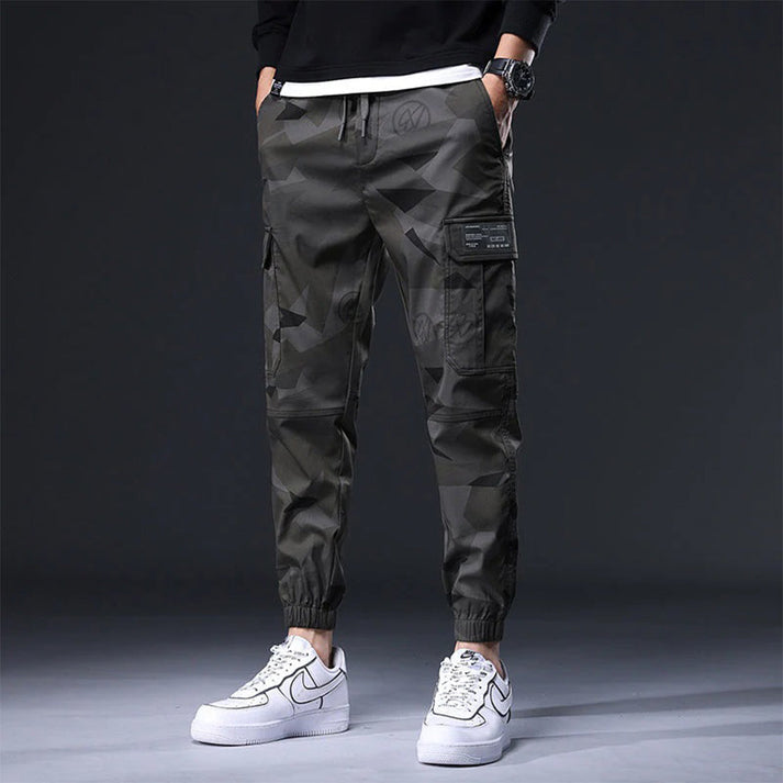 Kamouflagebyxor herr — street style-byxor i bomullsmix