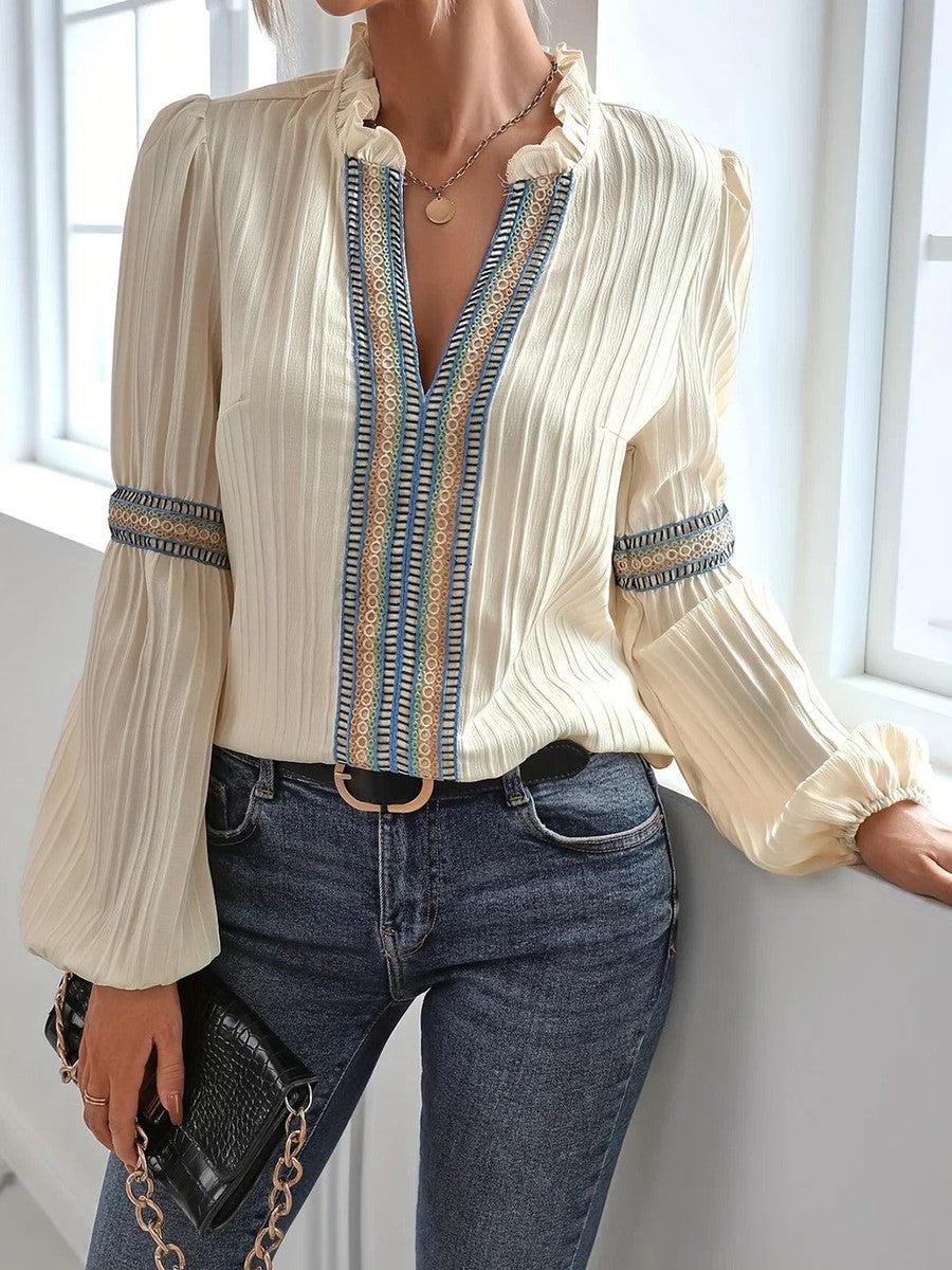 Topp dam, vintage — elegant och feminin i vitt viskos