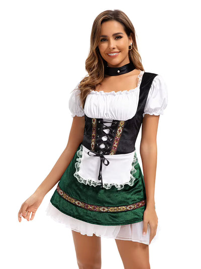 Dirndl dam med snörliv och puffärmar — Oktoberfest-klänning