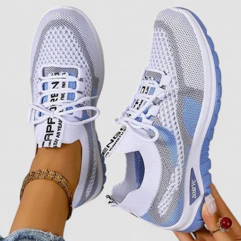 Sneakers dam — lätta komfortlöparskor med snörning i mesh