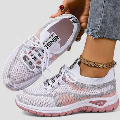 Sneakers dam — lätta komfortlöparskor med snörning i mesh