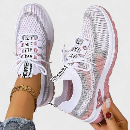 Sneakers dam — lätta komfortlöparskor med snörning i mesh
