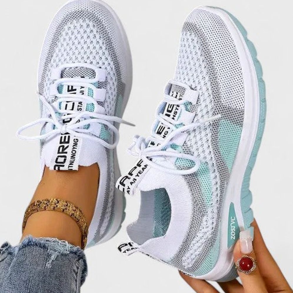 Sneakers dam — lätta komfortlöparskor med snörning i mesh