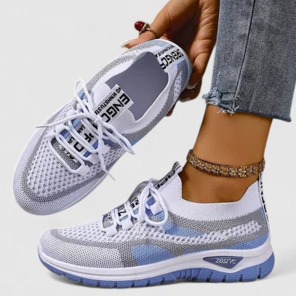 Sneakers dam — lätta komfortlöparskor med snörning i mesh