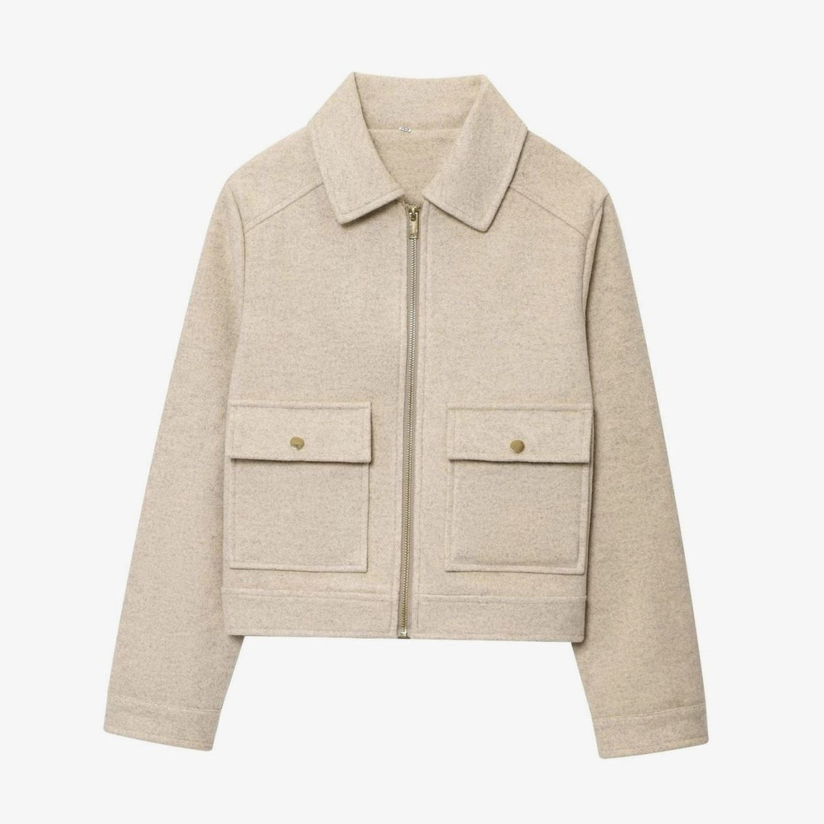 Ullkappa dam — kort vintage med ståkrage och knappar