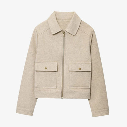 Ullkappa dam — kort vintage med ståkrage och knappar