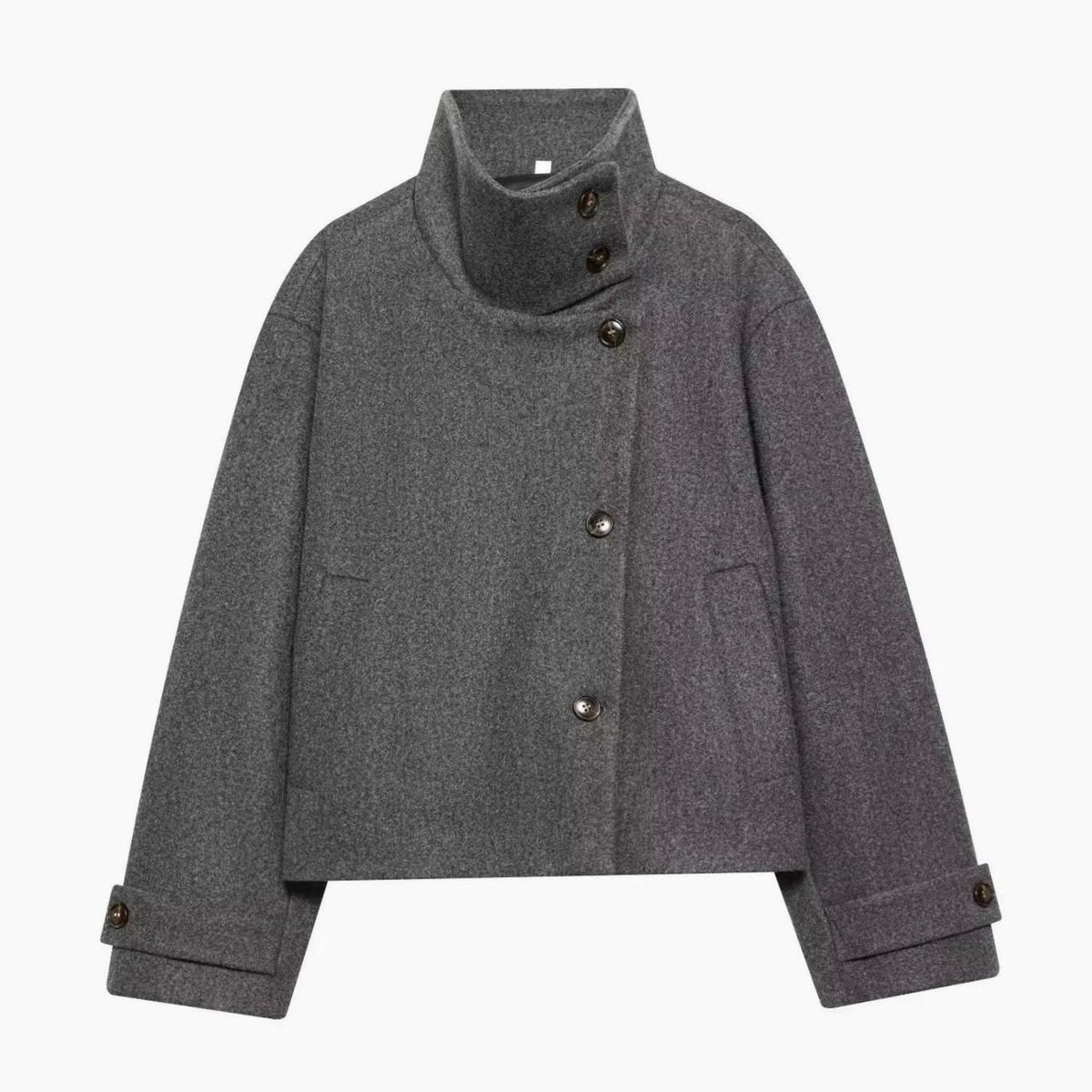 Ullkappa dam — kort vintage med ståkrage och knappar