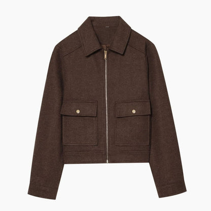 Ullkappa dam — kort vintage med ståkrage och knappar