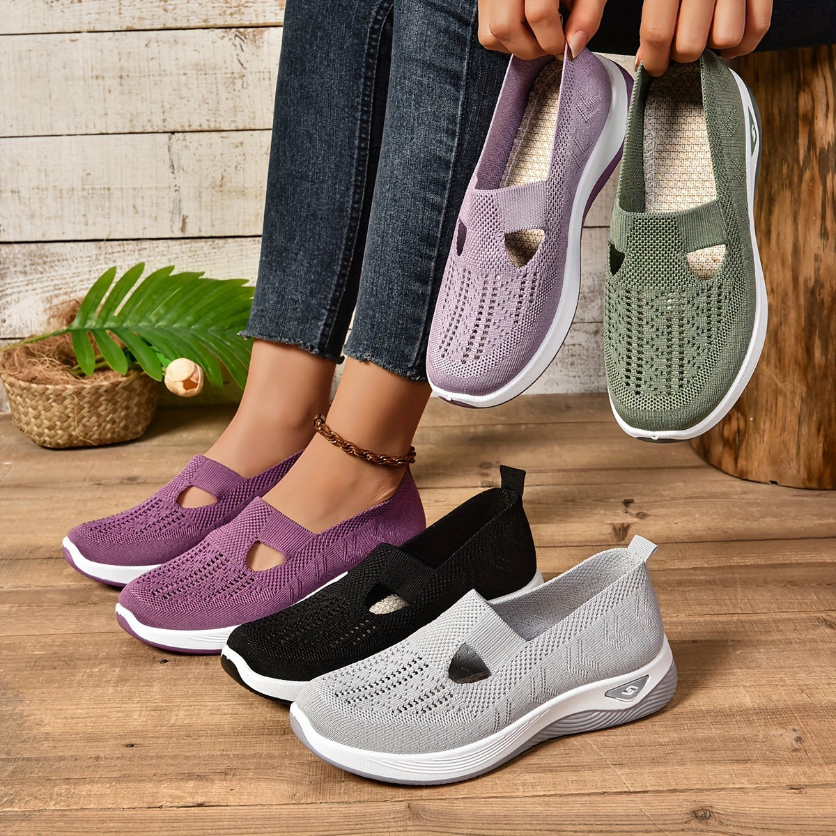 Slip-on skor dam, ortopediska — textil med dämpad innersula