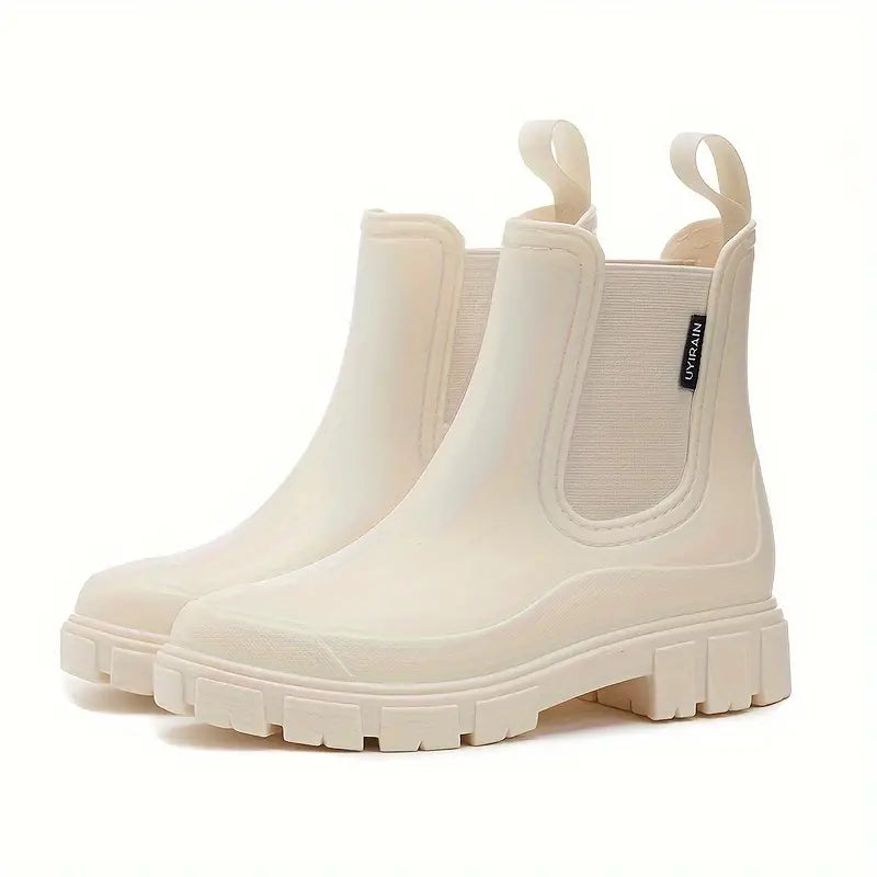 Chelsea boots dam, vattentäta — släta slip-on-boots i läderimitation