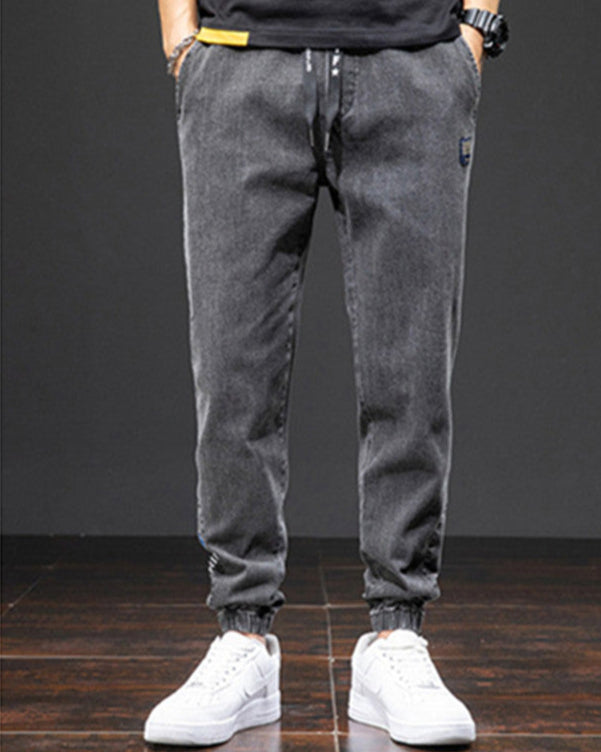 Jeans herr, loose fit — raka stretchjeans i denim