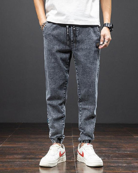 Jeans herr, loose fit — raka stretchjeans i denim