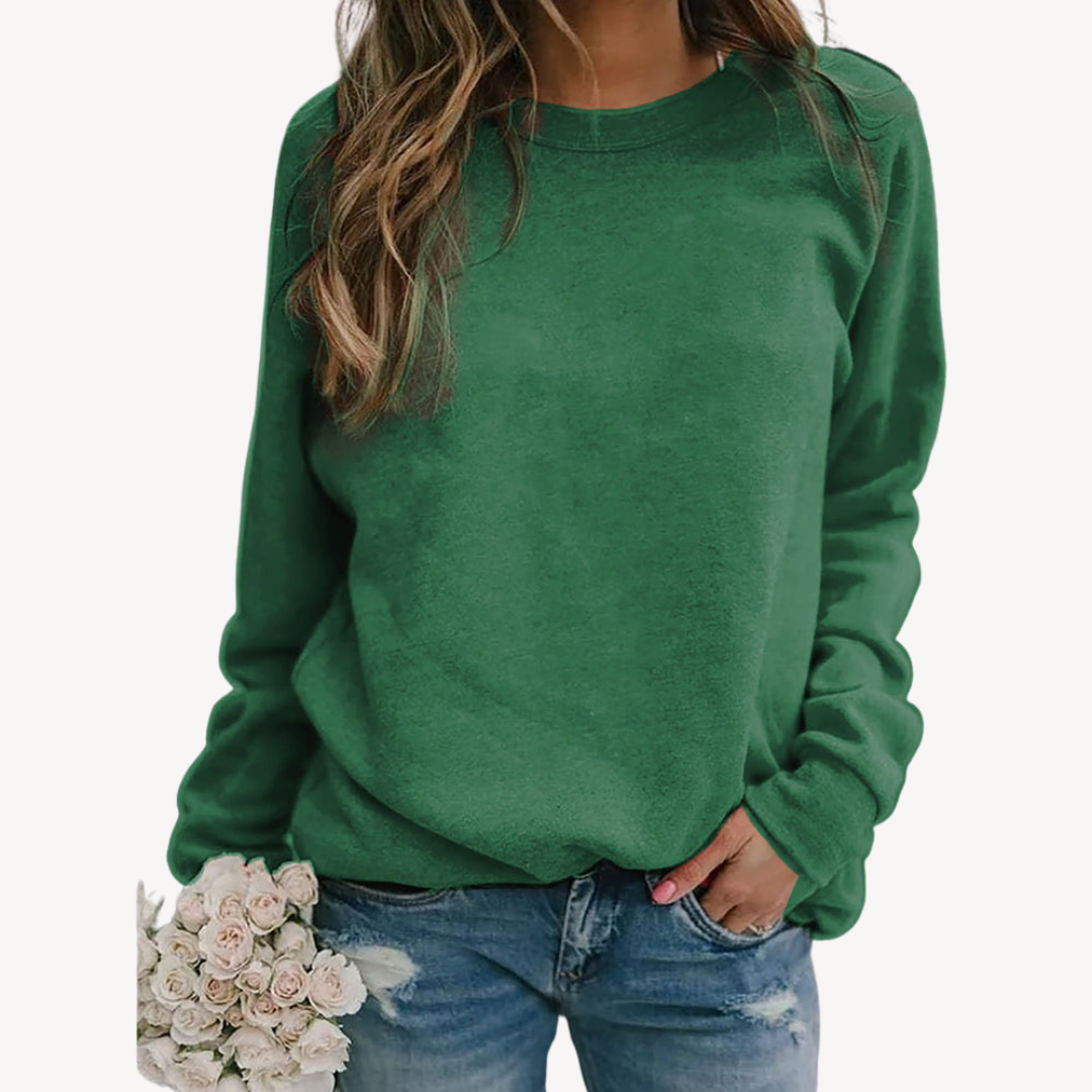 Sweatshirt dam, rund hals — relaxed passform i bomullsmix