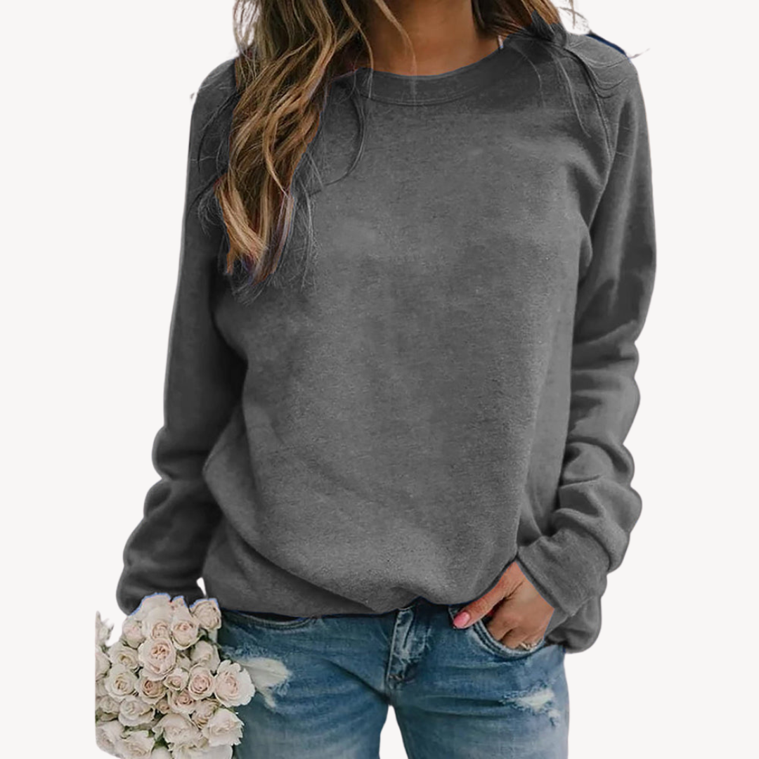 Sweatshirt dam, rund hals — relaxed passform i bomullsmix