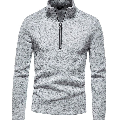 Stickad tröja herr — halfzip med ståkrage, regular fit