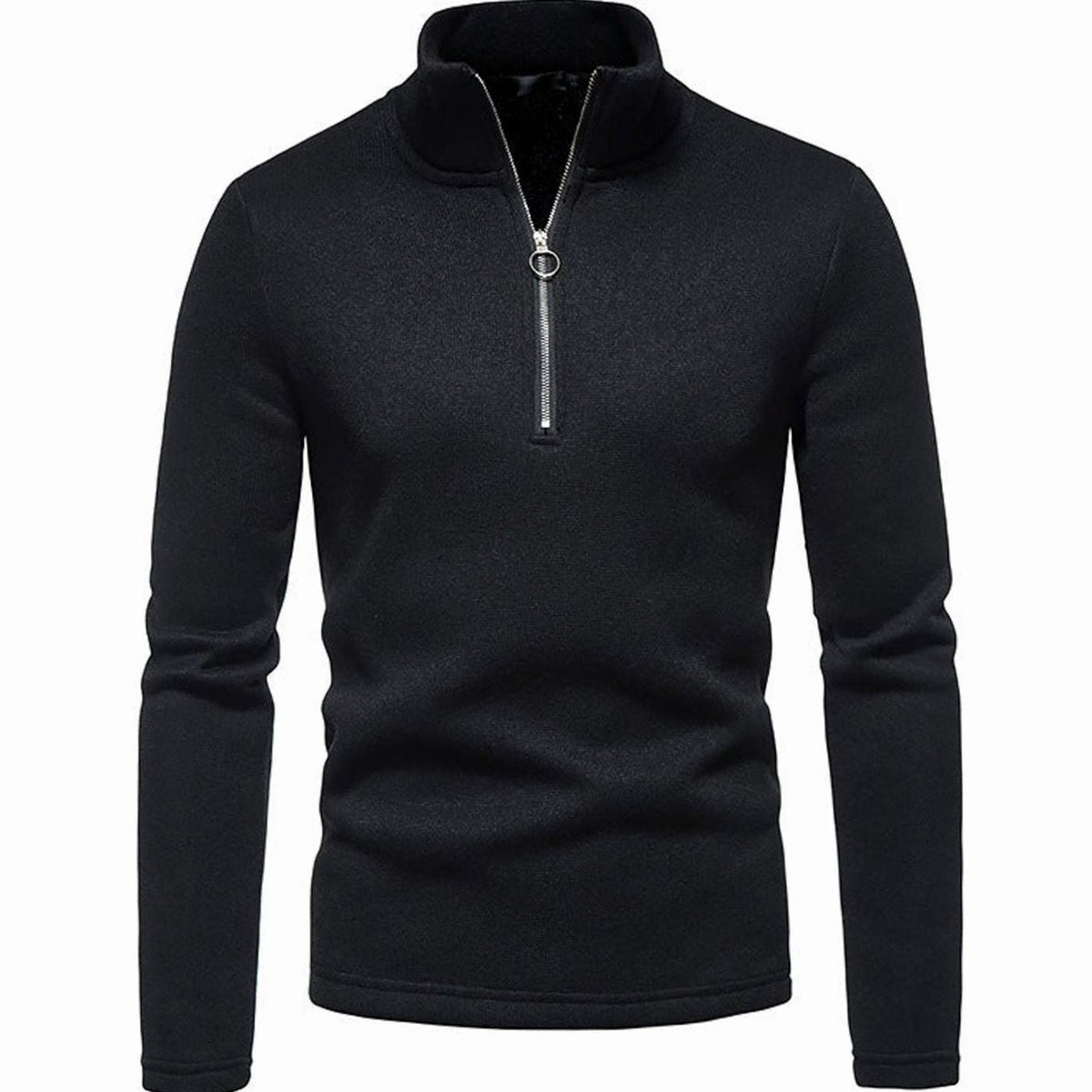 Stickad tröja herr — halfzip med ståkrage, regular fit