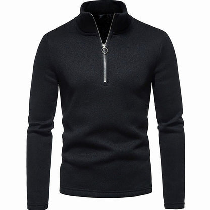 Stickad tröja herr — halfzip med ståkrage, regular fit