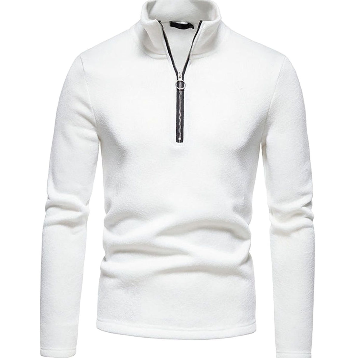Stickad tröja herr — halfzip med ståkrage, regular fit