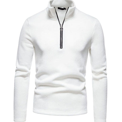 Stickad tröja herr — halfzip med ståkrage, regular fit