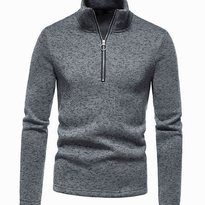 Stickad tröja herr — halfzip med ståkrage, regular fit