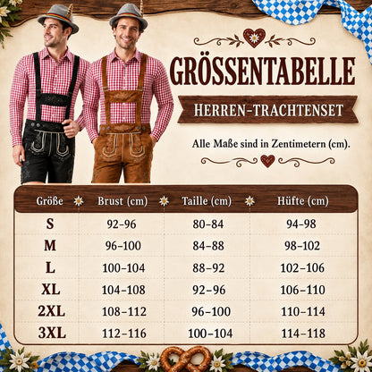 Trachtenset herr — lederhosen och rutig skjorta för Oktoberfest