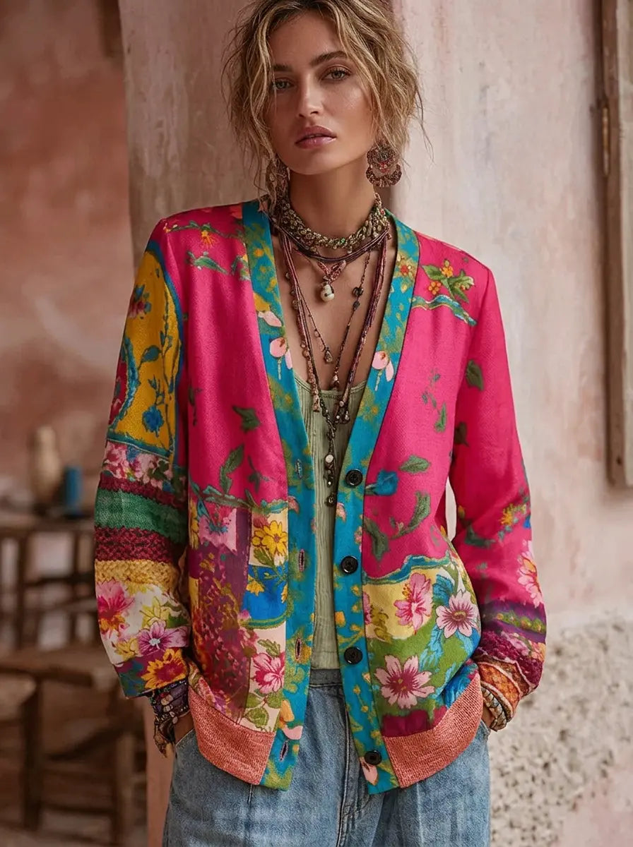 Elegant stickad kofta dam — mjuk cardigan i akryl