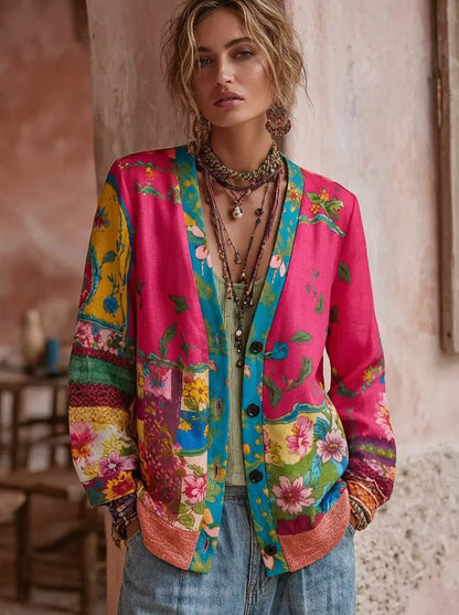 Elegant stickad kofta dam — mjuk cardigan i akryl