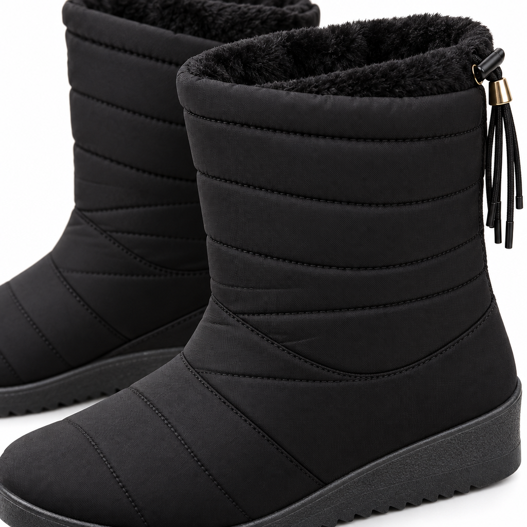 Vinterboots dam, fodrade — varma snowboots med halkfri sula