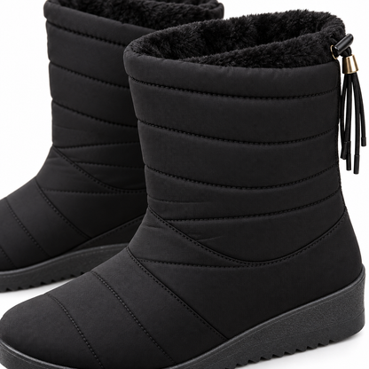 Vinterboots dam, fodrade — varma snowboots med halkfri sula
