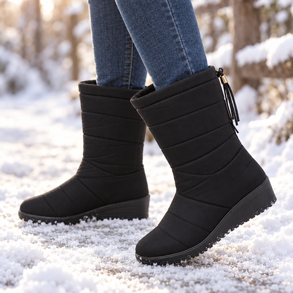 Vinterboots dam, fodrade — varma snowboots med halkfri sula
