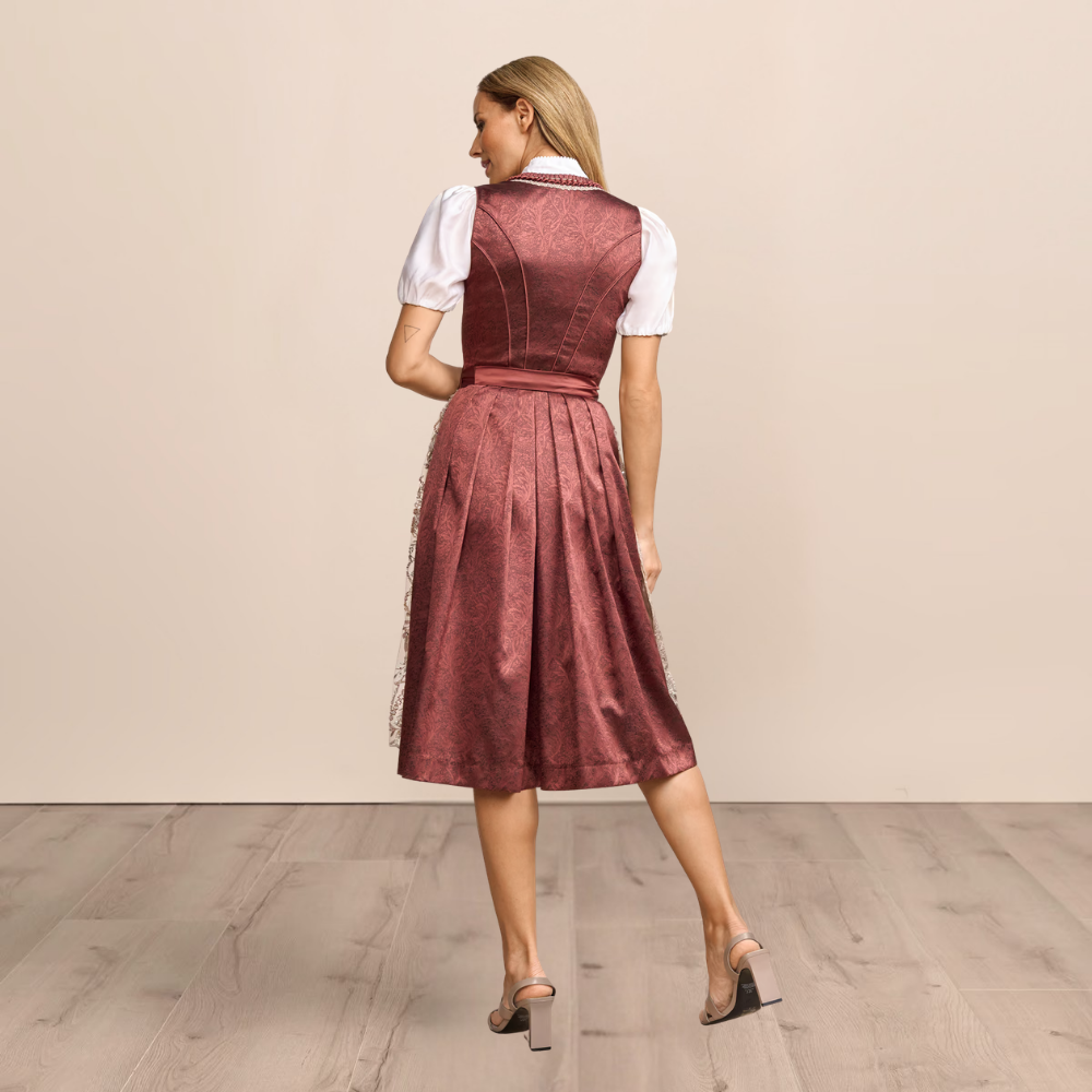 Dirndl dam, röd — traditionell Oktoberfest-klänning