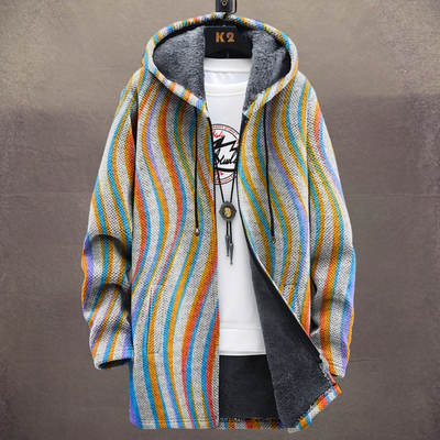 Konstinspirerad hoodie dam — ledig huvtröja med färgstarkt tryck