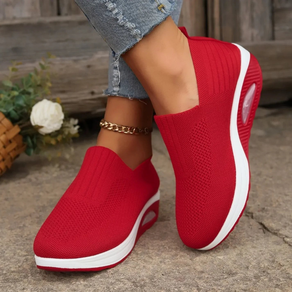 Slip-on skor dam, ortopediska — textil med dämpande såla