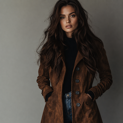 Trenchcoat dam, mockaimitation — klassisk rock med tidlös elegans