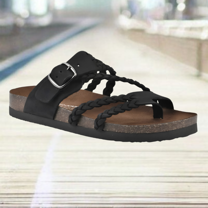 Sandaler dam, slip-on — flätade sandaler med perforerad design