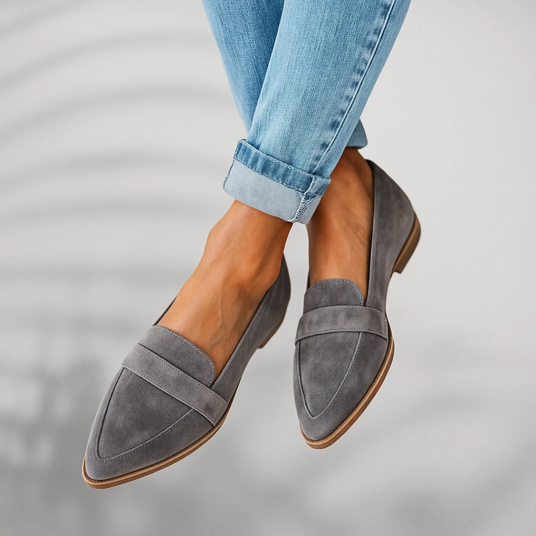 Loafers dam, textil — eleganta vårloafers med vadderade innersulor