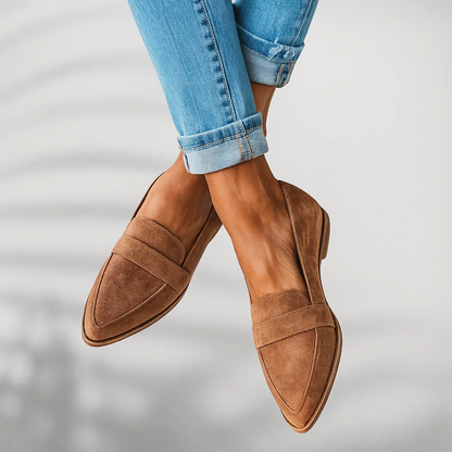 Loafers dam, textil — eleganta vårloafers med vadderade innersulor